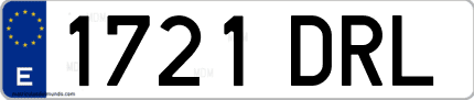 Ejemplo de matrícula de coche ordinaria 1721 DRL