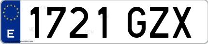 Ejemplo de matrícula española 1721 GZX