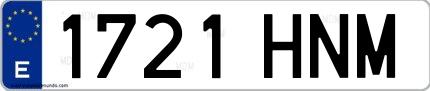 Ejemplo de matrícula española 1721 HNM