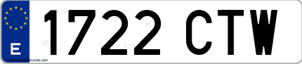 Ejemplo de matrícula de coche ordinaria 1722 CTW