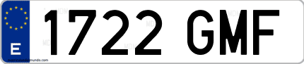Ejemplo de matrícula de coche ordinaria 1722 GMF