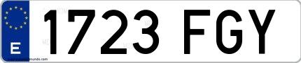 Ejemplo de matrícula española 1723 FGY