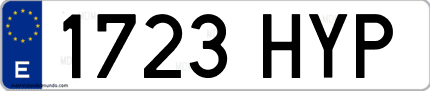 Ejemplo de matrícula de coche ordinaria 1723 HYP