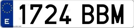 Ejemplo de matrícula española 1724 BBM