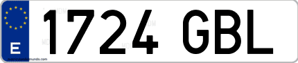 Ejemplo de matrícula de coche ordinaria 1724 GBL