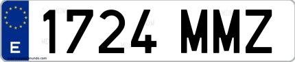Ejemplo de matrícula española 1724 MMZ