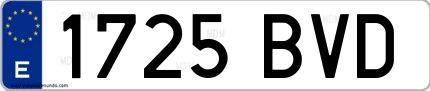 Ejemplo de matrícula española 1725 BVD