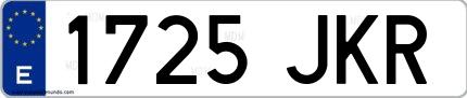 Ejemplo de matrícula española 1725 JKR