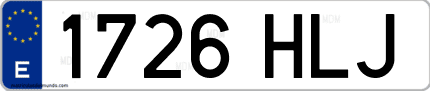 Ejemplo de matrícula de coche ordinaria 1726 HLJ