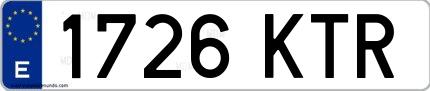 Ejemplo de matrícula española 1726 KTR