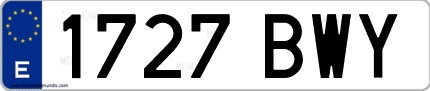Ejemplo de matrícula de coche ordinaria 1727 BWY