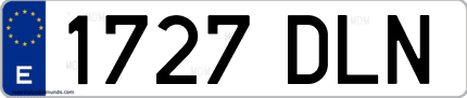 Ejemplo de matrícula de coche ordinaria 1727 DLN