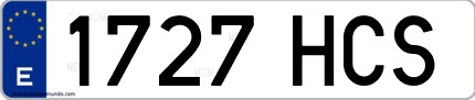 Ejemplo de matrícula de coche ordinaria 1727 HCS