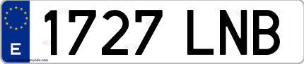 Ejemplo de matrícula de coche ordinaria 1727 LNB