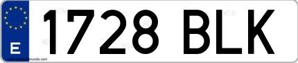 Ejemplo de matrícula española 1728 BLK