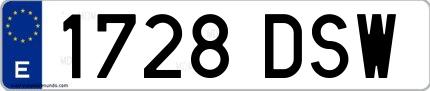 Ejemplo de matrícula española 1728 DSW