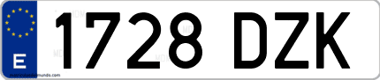 Ejemplo de matrícula de coche ordinaria 1728 DZK