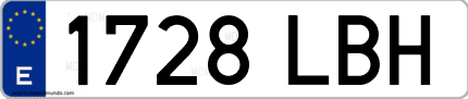Ejemplo de matrícula de coche ordinaria 1728 LBH