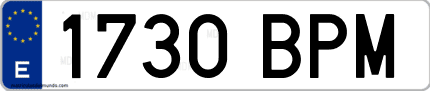 Ejemplo de matrícula de coche ordinaria 1730 BPM