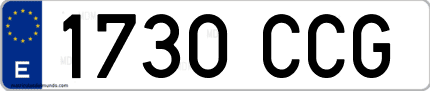 Ejemplo de matrícula de coche ordinaria 1730 CCG
