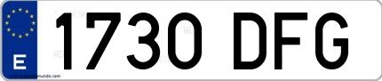 Ejemplo de matrícula española 1730 DFG