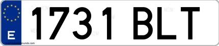 Ejemplo de matrícula española 1731 BLT