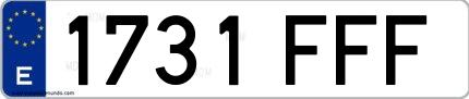 Ejemplo de matrícula española 1731 FFF