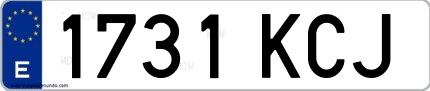 Ejemplo de matrícula española 1731 KCJ