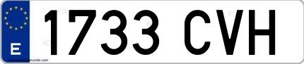 Ejemplo de matrícula de coche ordinaria 1733 CVH