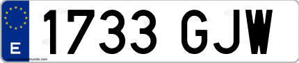 Ejemplo de matrícula de coche ordinaria 1733 GJW