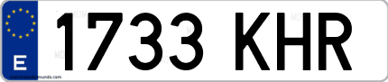 Ejemplo de matrícula de coche ordinaria 1733 KHR