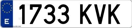 Ejemplo de matrícula de coche ordinaria 1733 KVK