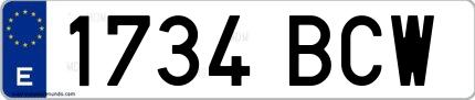Ejemplo de matrícula española 1734 BCW