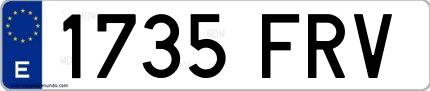 Ejemplo de matrícula española 1735 FRV