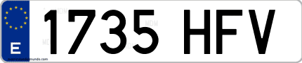 Ejemplo de matrícula de coche ordinaria 1735 HFV