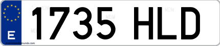 Ejemplo de matrícula de coche ordinaria 1735 HLD
