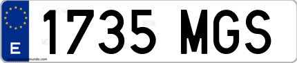 Ejemplo de matrícula de coche ordinaria 1735 MGS