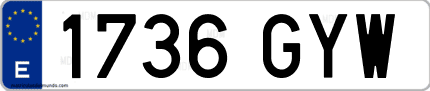 Ejemplo de matrícula de coche ordinaria 1736 GYW