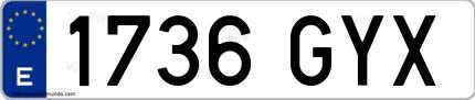 Ejemplo de matrícula española 1736 GYX