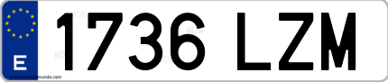 Ejemplo de matrícula de coche ordinaria 1736 LZM