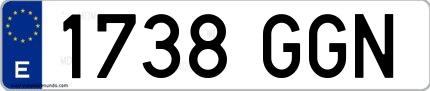 Ejemplo de matrícula española 1738 GGN