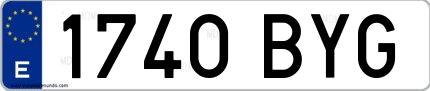 Ejemplo de matrícula española 1740 BYG