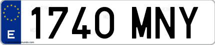 Ejemplo de matrícula de coche ordinaria 1740 MNY