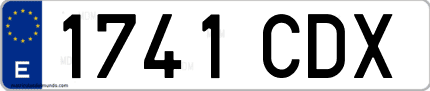 Ejemplo de matrícula de coche ordinaria 1741 CDX