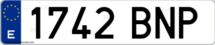 Ejemplo de matrícula de coche ordinaria 1742 BNP
