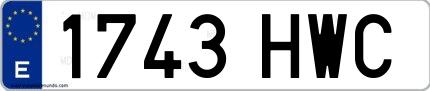 Ejemplo de matrícula española 1743 HWC