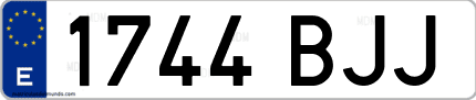 Ejemplo de matrícula de coche ordinaria 1744 BJJ