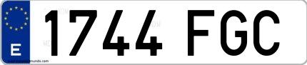 Ejemplo de matrícula española 1744 FGC