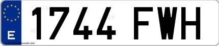 Ejemplo de matrícula española 1744 FWH