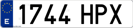 Ejemplo de matrícula de coche ordinaria 1744 HPX